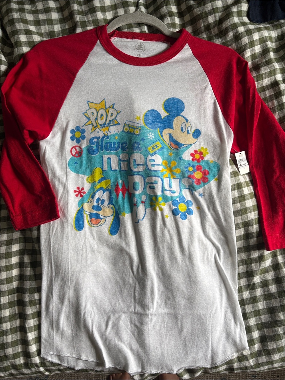 Pop Century Resort Red & White Mickey Mouse Tee - Have a Nice Day XS